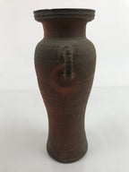Japanese Unglazed Ceramic Flower Vase Shishi Ikebana Kabin Brown Pottery FK113