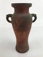 Japanese Unglazed Ceramic Flower Vase Shishi Ikebana Kabin Brown Pottery FK113