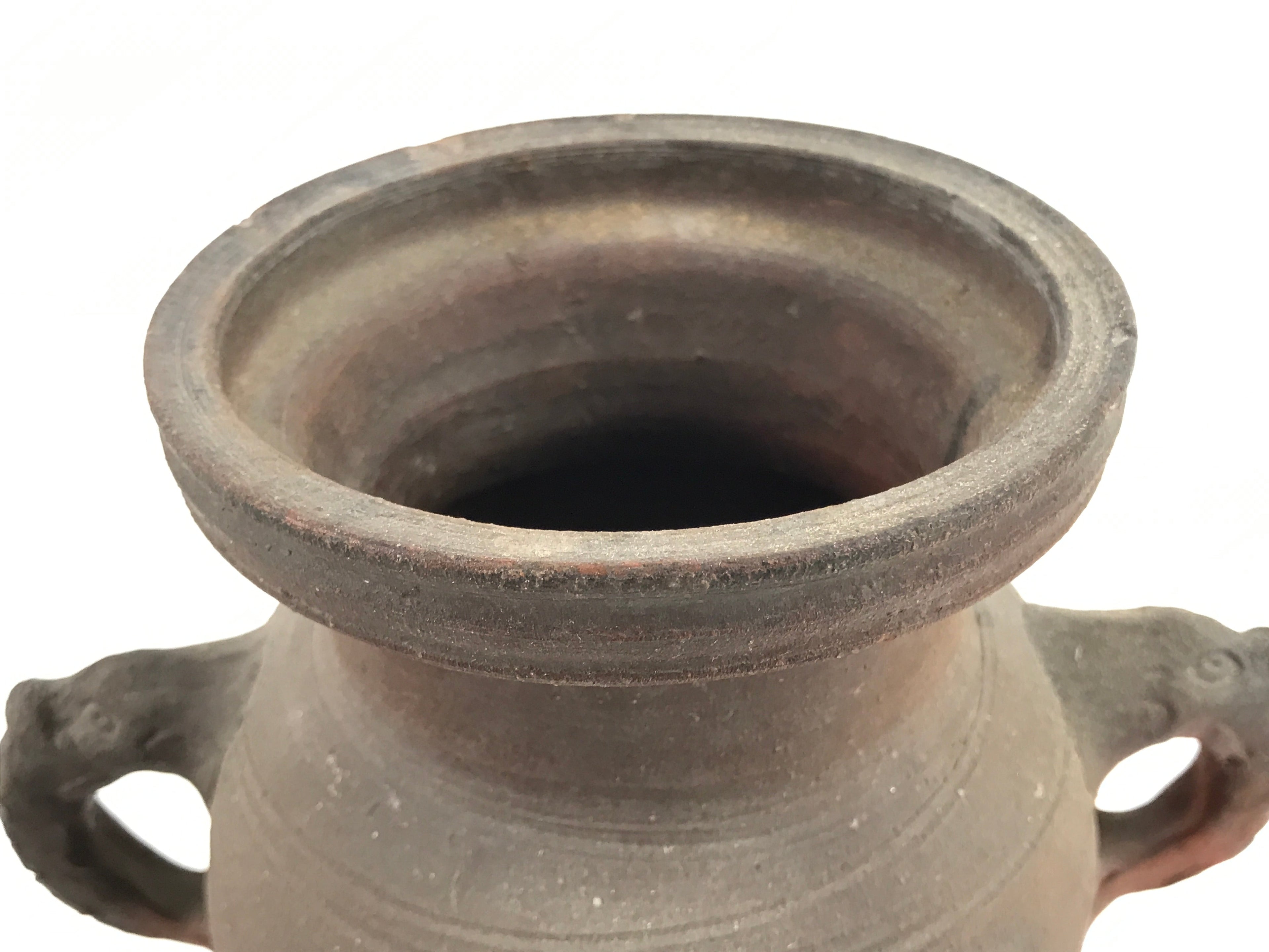 Japanese Unglazed Ceramic Flower Vase Shishi Ikebana Kabin Brown Pottery FK113