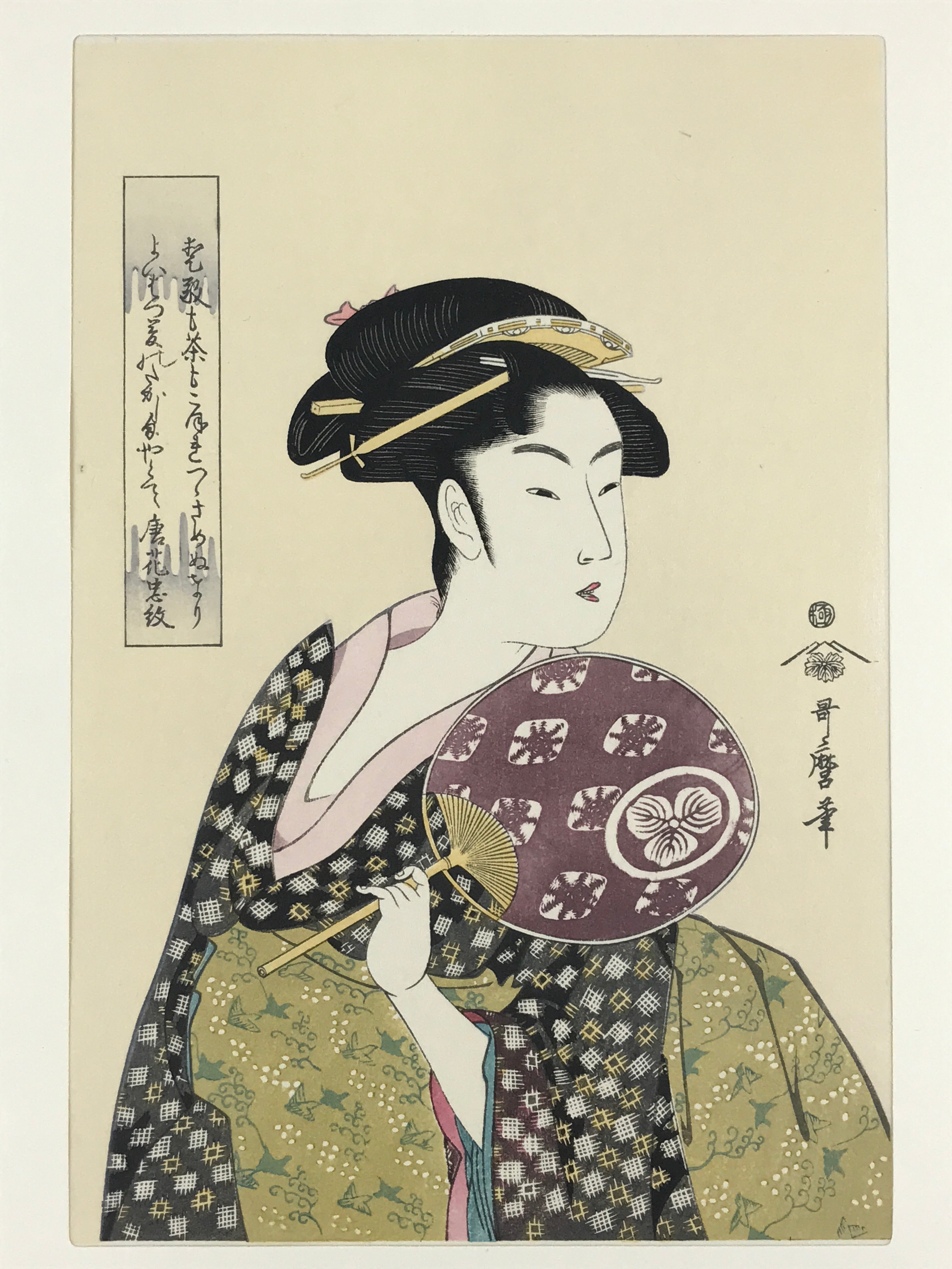 Japanese Utamaro Selection Ukiyo-e Woodblock Printing Hanga Kimono Lady FL187