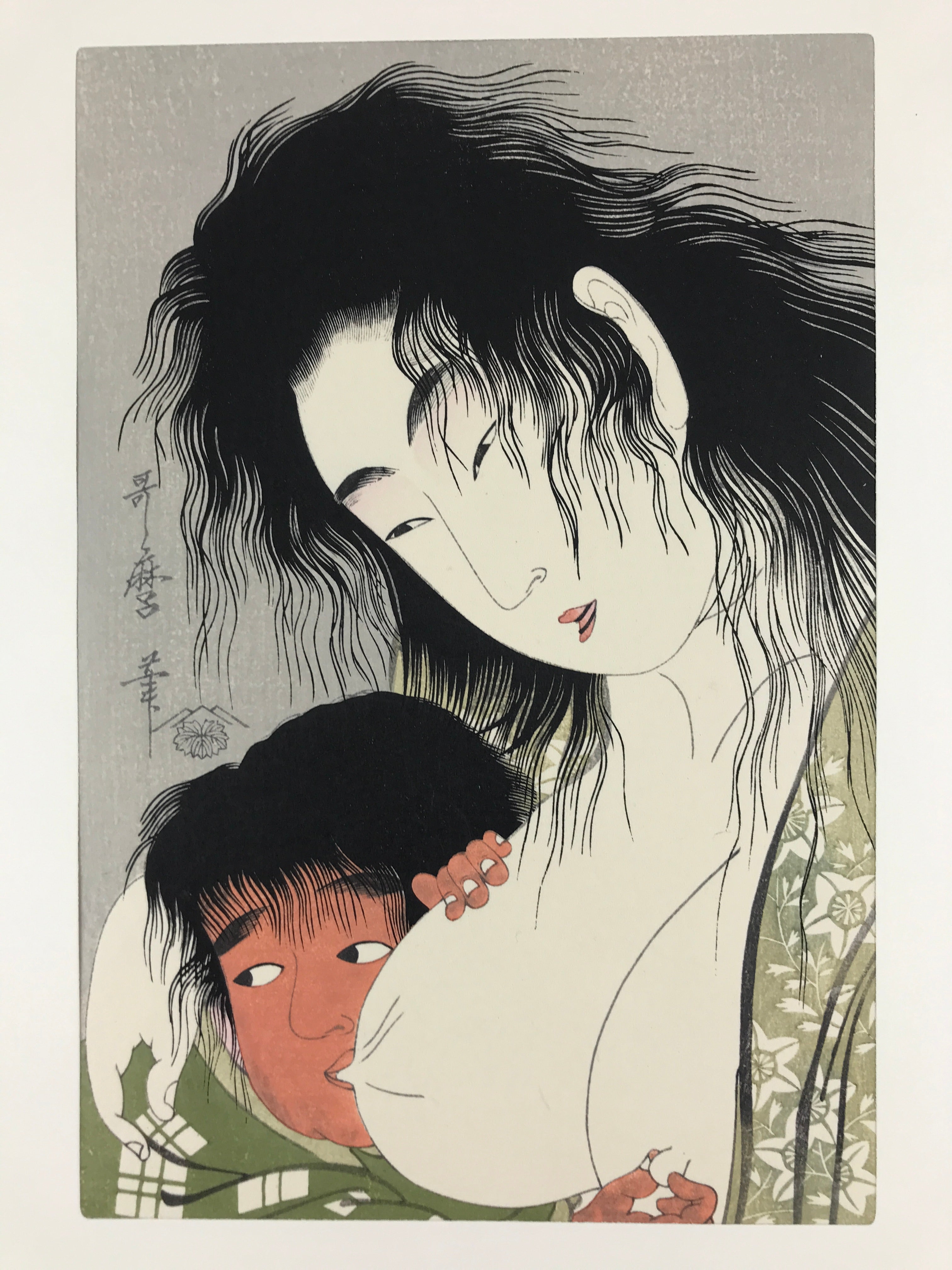 Japanese Utamaro Selection Ukiyo-e Woodblock Printing Hanga Lady Child FL189