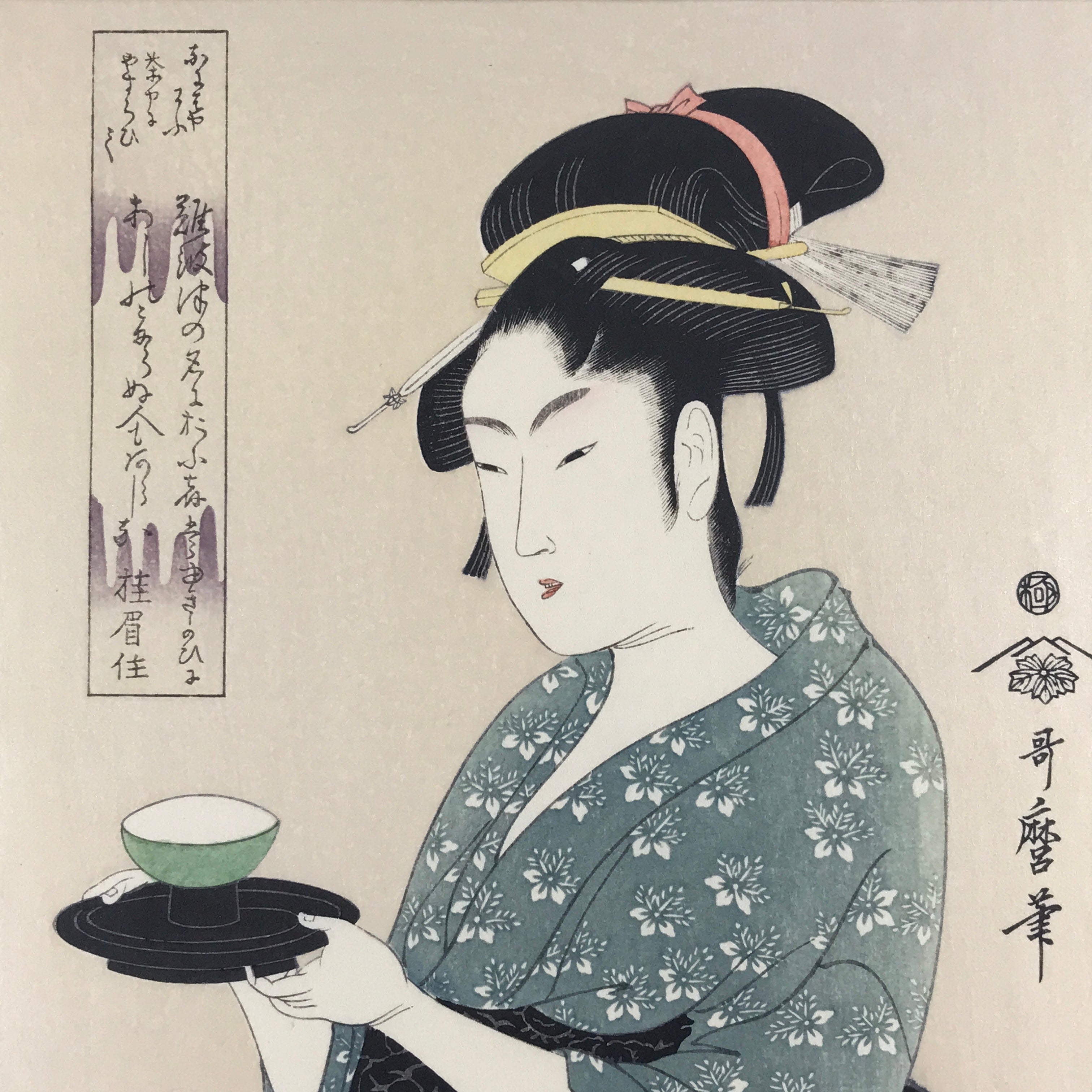 Japanese Utamaro Selection Ukiyo-e Woodblock Printing Hanga Tea Shop Clerk FL193