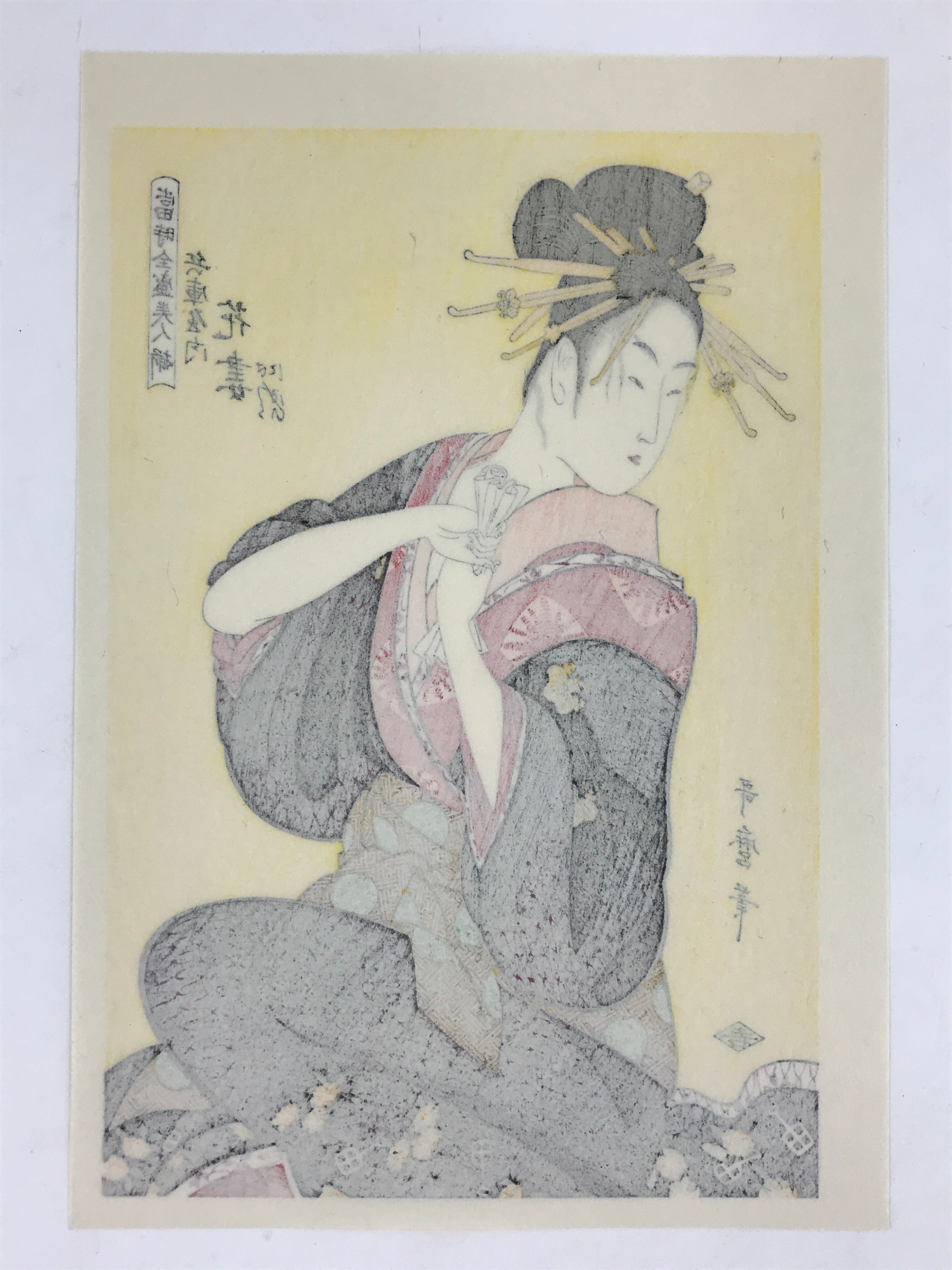 Japanese Utamaro Selection Ukiyoe Woodblock Printing Hanga Beautiful Geisha FL1