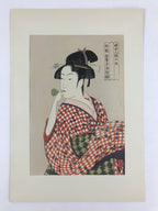Japanese Utamaro Selection Ukiyoe Woodblock Printing Hanga Blow Glass Toy FL206