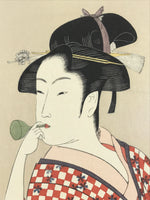 Japanese Utamaro Selection Ukiyoe Woodblock Printing Hanga Blow Glass Toy FL206