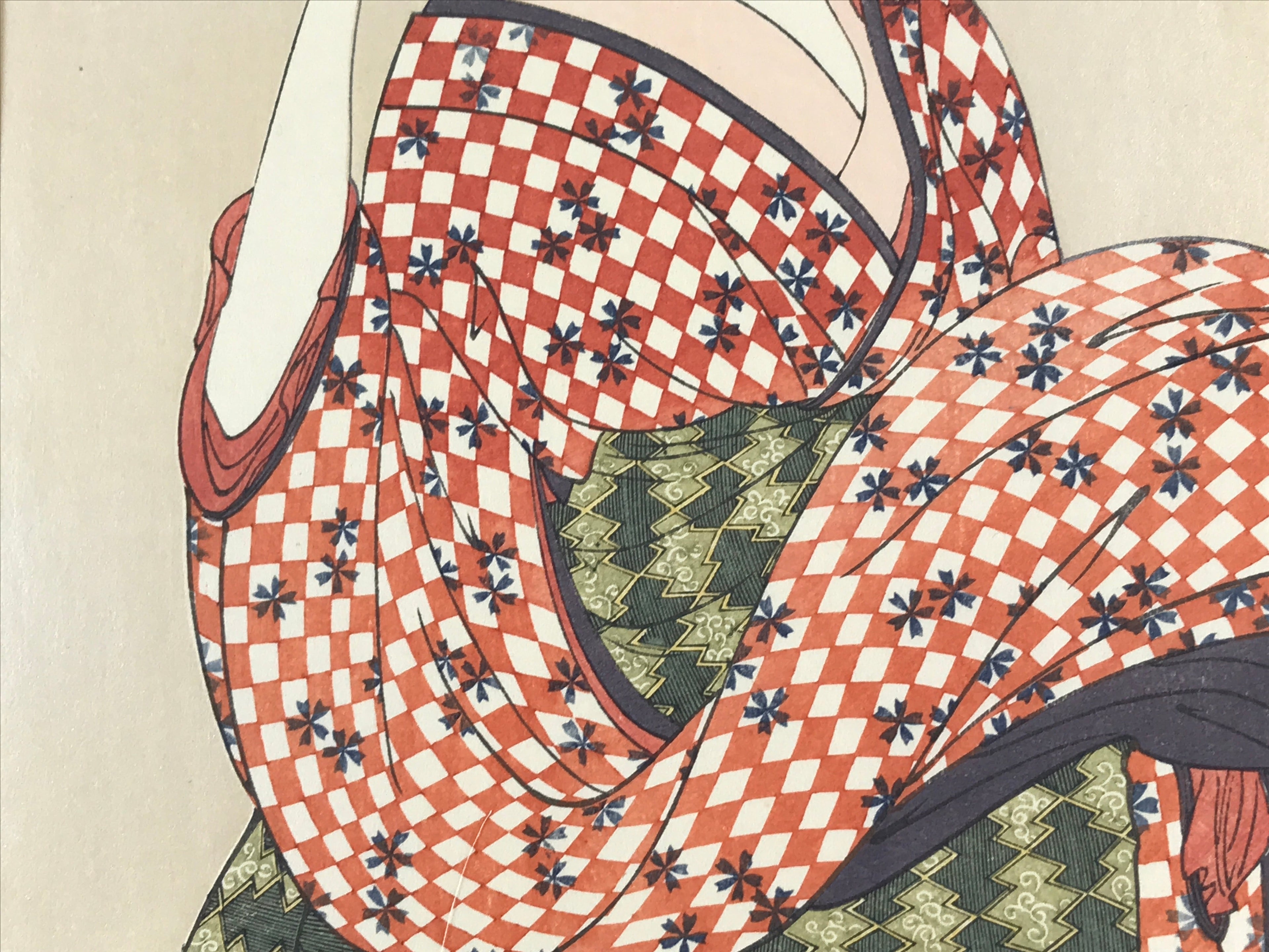 Japanese Utamaro Selection Ukiyoe Woodblock Printing Hanga Blow Glass Toy FL206
