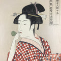 Japanese Utamaro Selection Ukiyoe Woodblock Printing Hanga Blow Glass Toy FL206