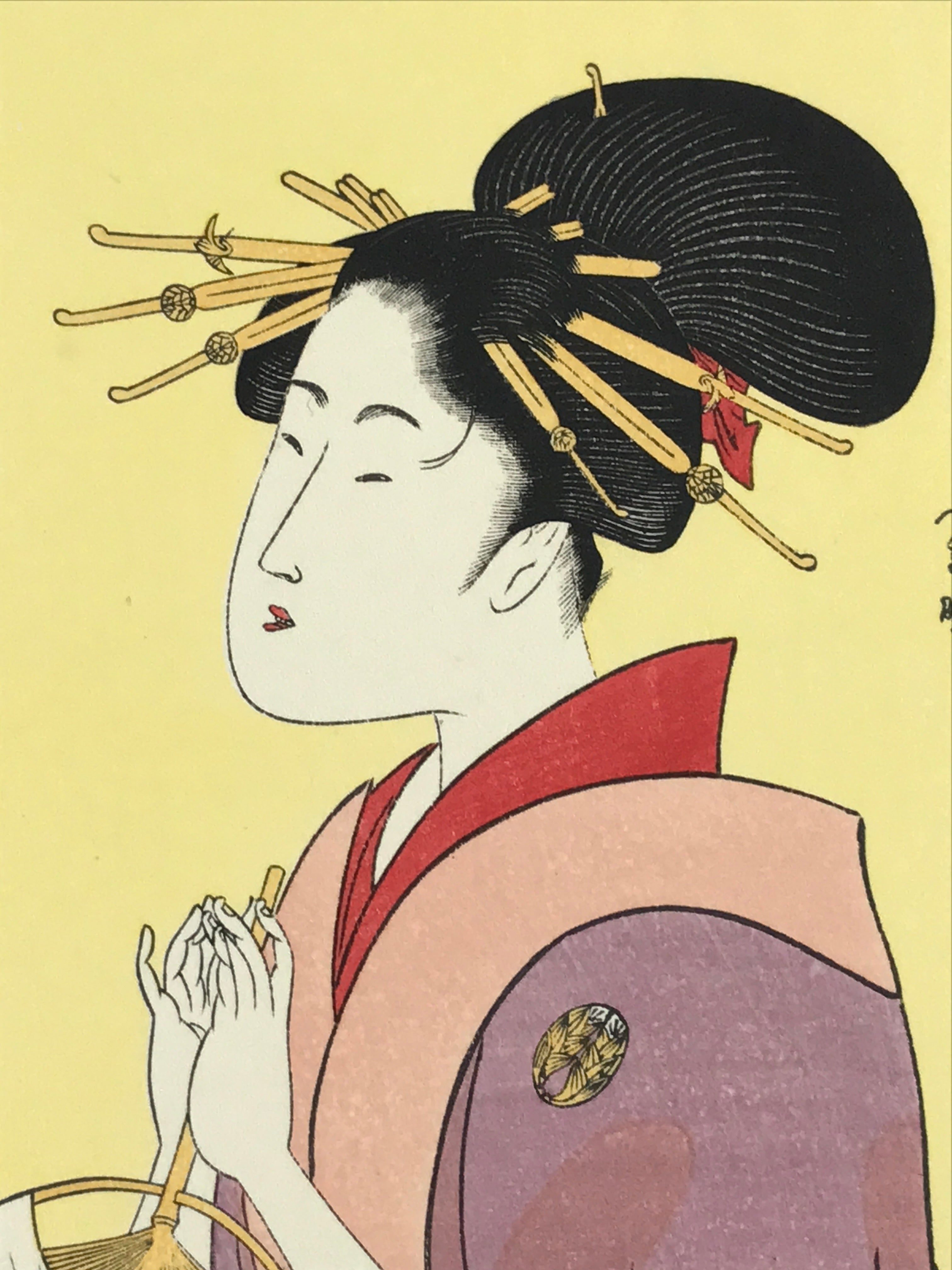 Japanese Utamaro Selection Ukiyoe Woodblock Printing Hanga Geisha With Fan FL19