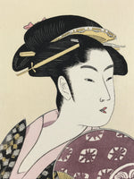 Japanese Utamaro Selection Ukiyoe Woodblock Printing Hanga Kimono Lady FL187