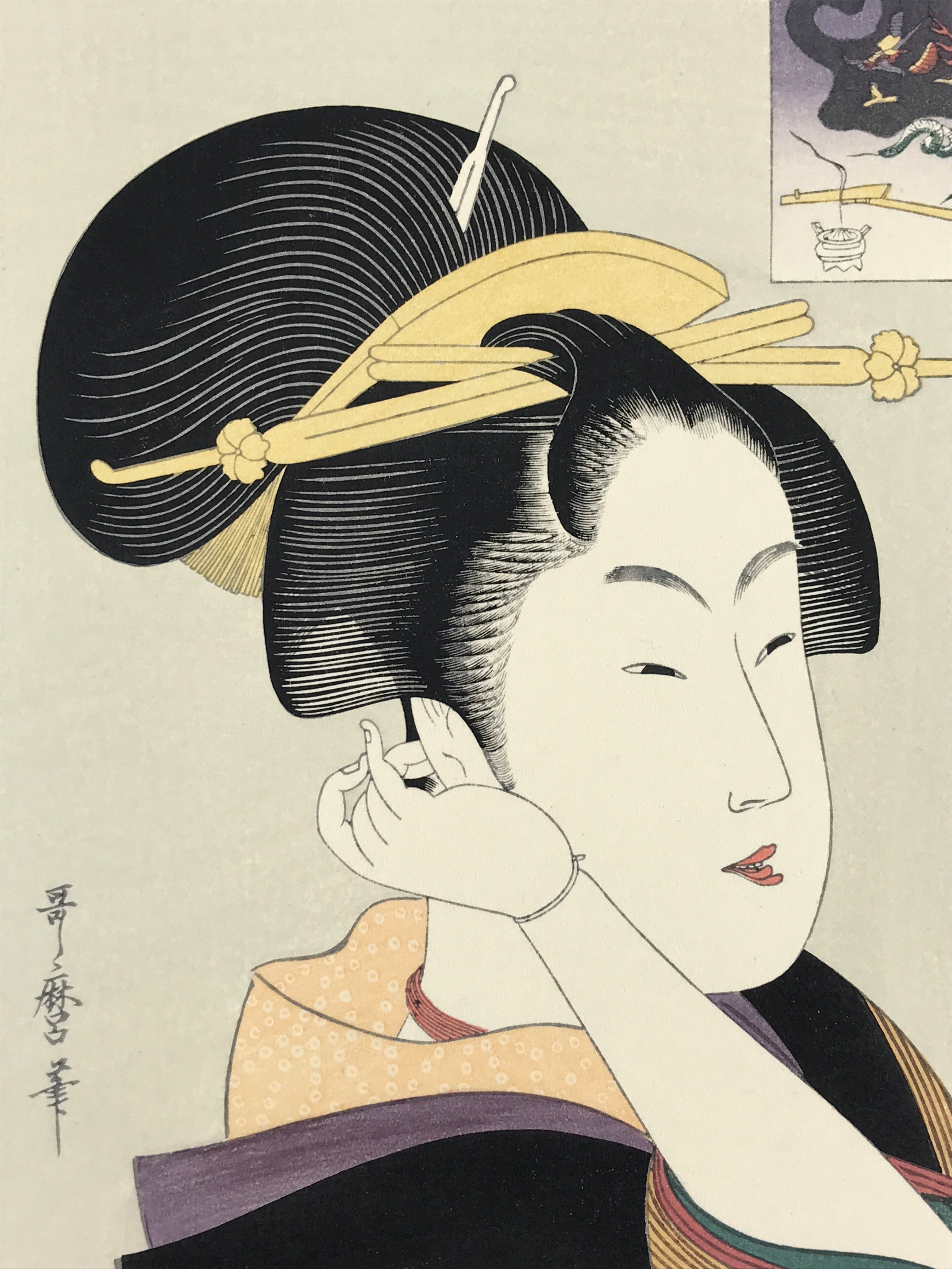 Japanese Utamaro Selection Ukiyoe Woodblock Printing Hanga Lady