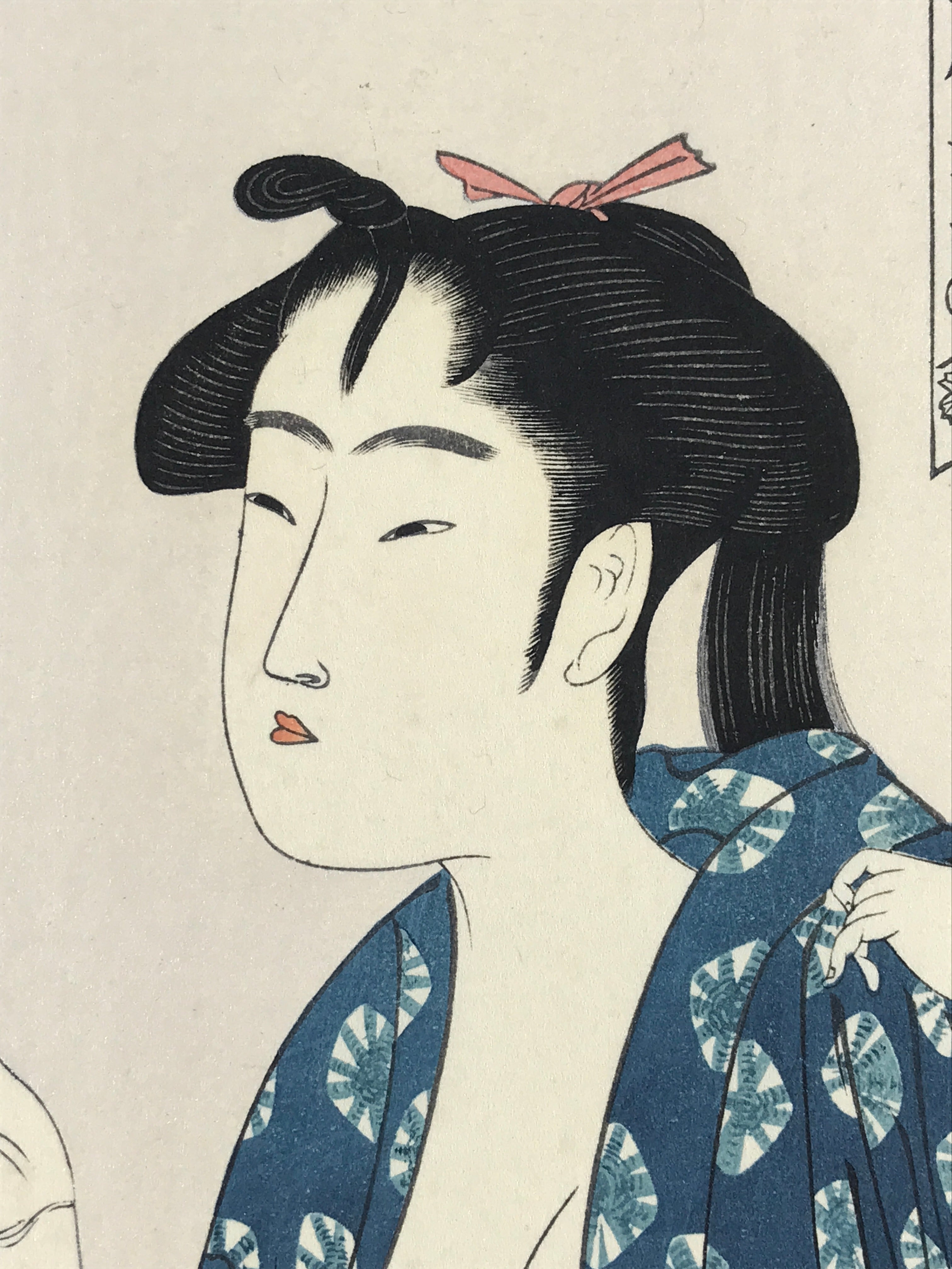 Japanese Utamaro Selection Ukiyoe Woodblock Printing Hanga Smoking Pipe FL208