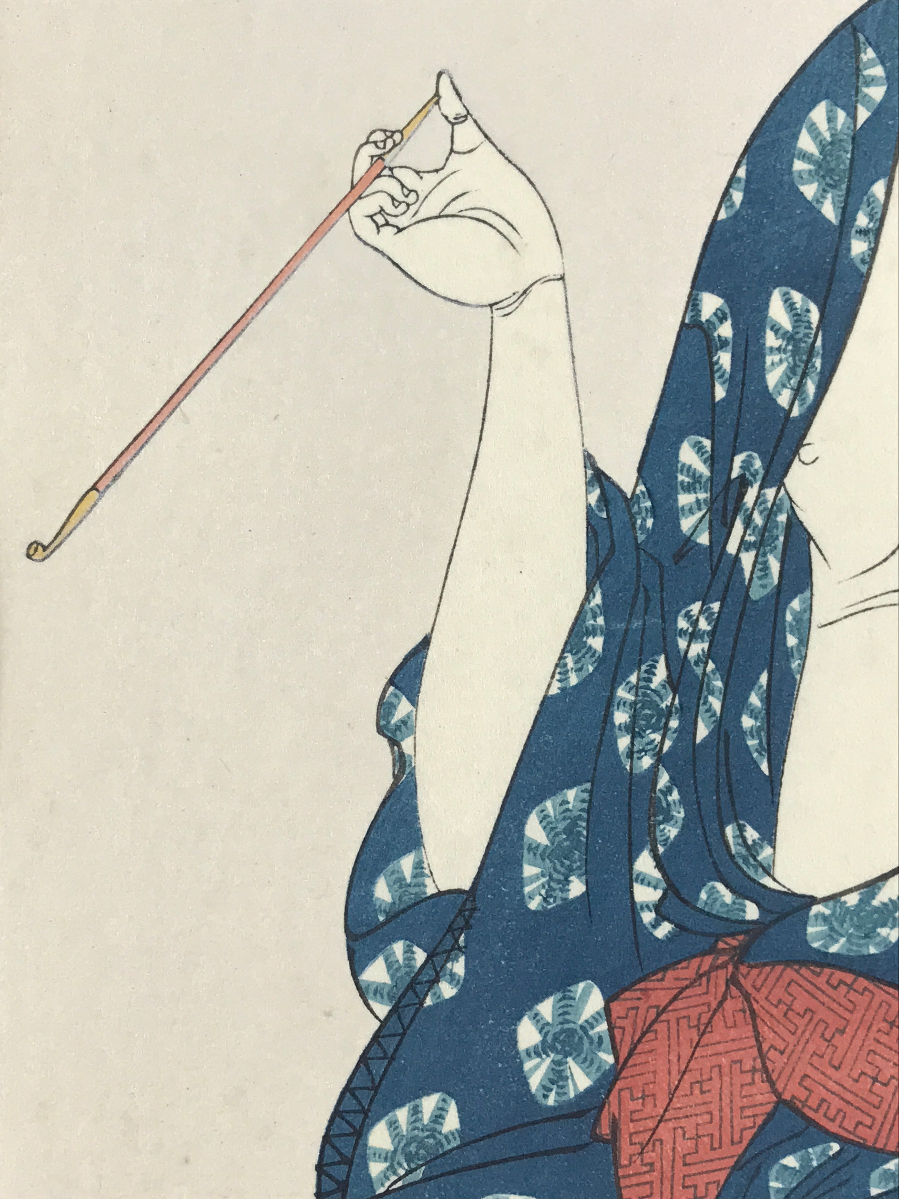 Japanese Utamaro Selection Ukiyoe Woodblock Printing Hanga Smoking Pipe FL208