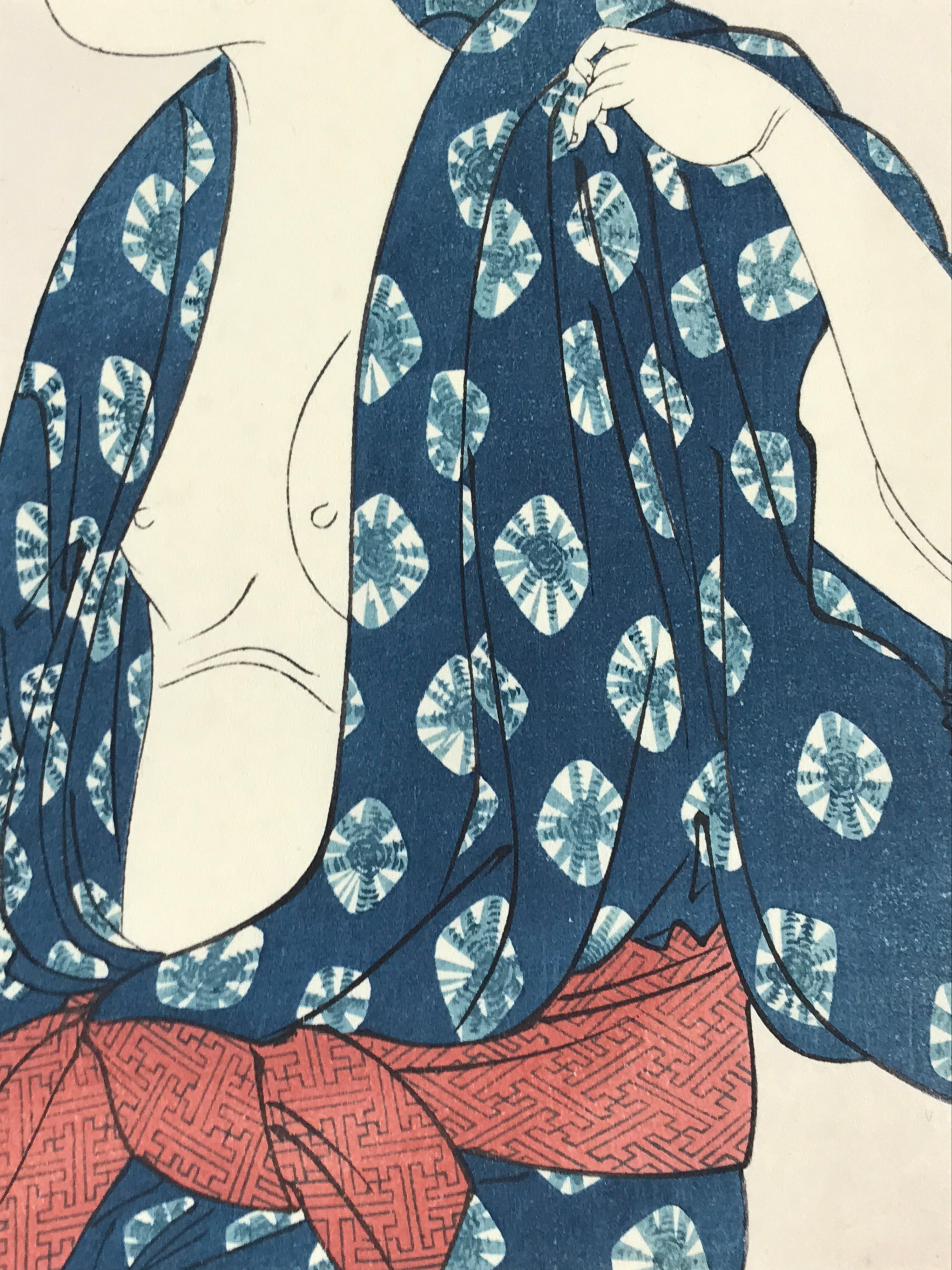 Japanese Utamaro Selection Ukiyoe Woodblock Printing Hanga Smoking Pipe FL208