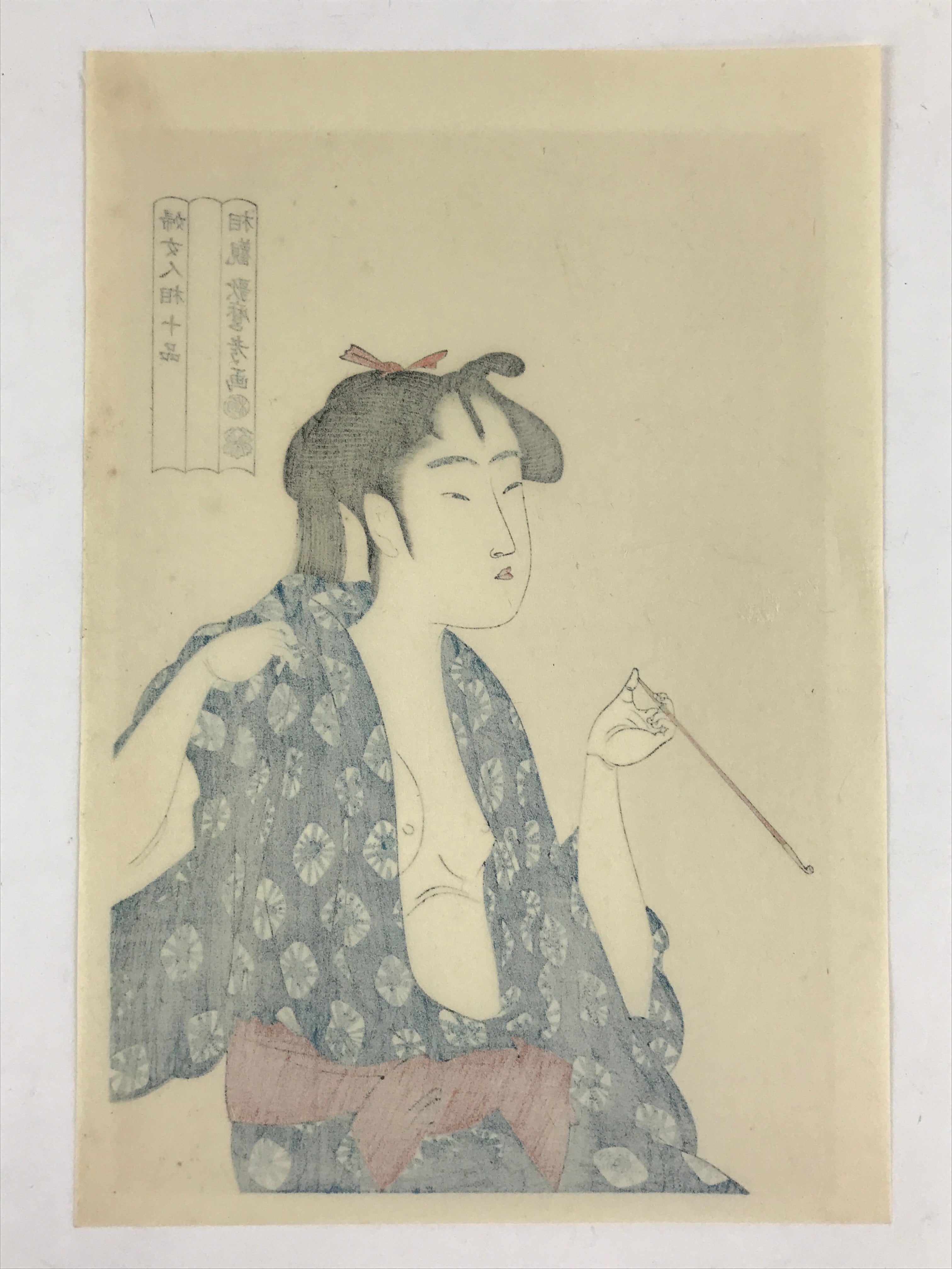 Japanese Utamaro Selection Ukiyoe Woodblock Printing Hanga Smoking Pipe FL208