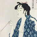 Japanese Utamaro Selection Ukiyoe Woodblock Printing Hanga Smoking Pipe FL208