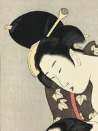Japanese Utamaro Selection Ukiyoe Woodblock Printing Hanga Tie Up Hair FL212