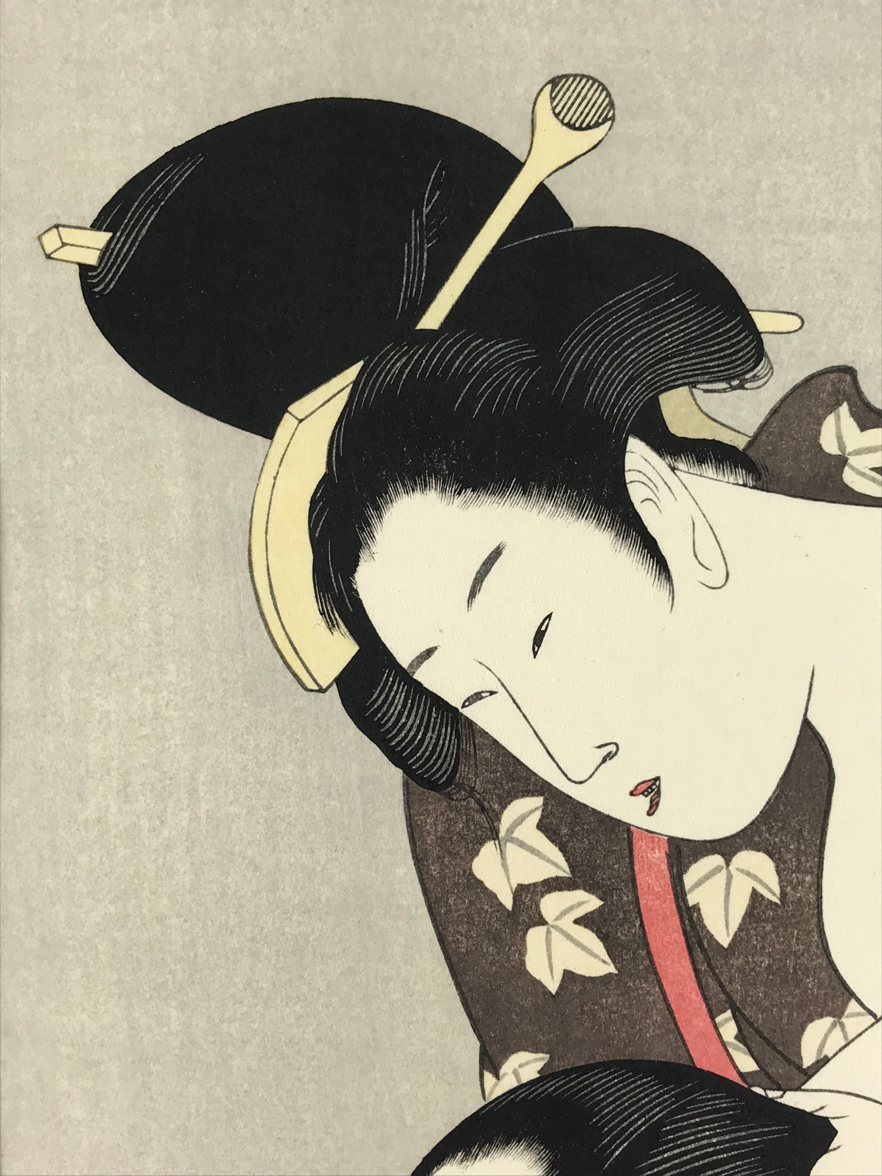 Japanese Utamaro Selection Ukiyoe Woodblock Printing Hanga Tie Up Hair FL212