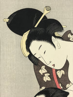 Japanese Utamaro Selection Ukiyoe Woodblock Printing Hanga Tie Up Hair FL212