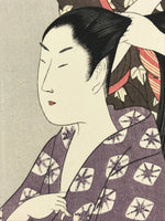 Japanese Utamaro Selection Ukiyoe Woodblock Printing Hanga Tie Up Hair FL212