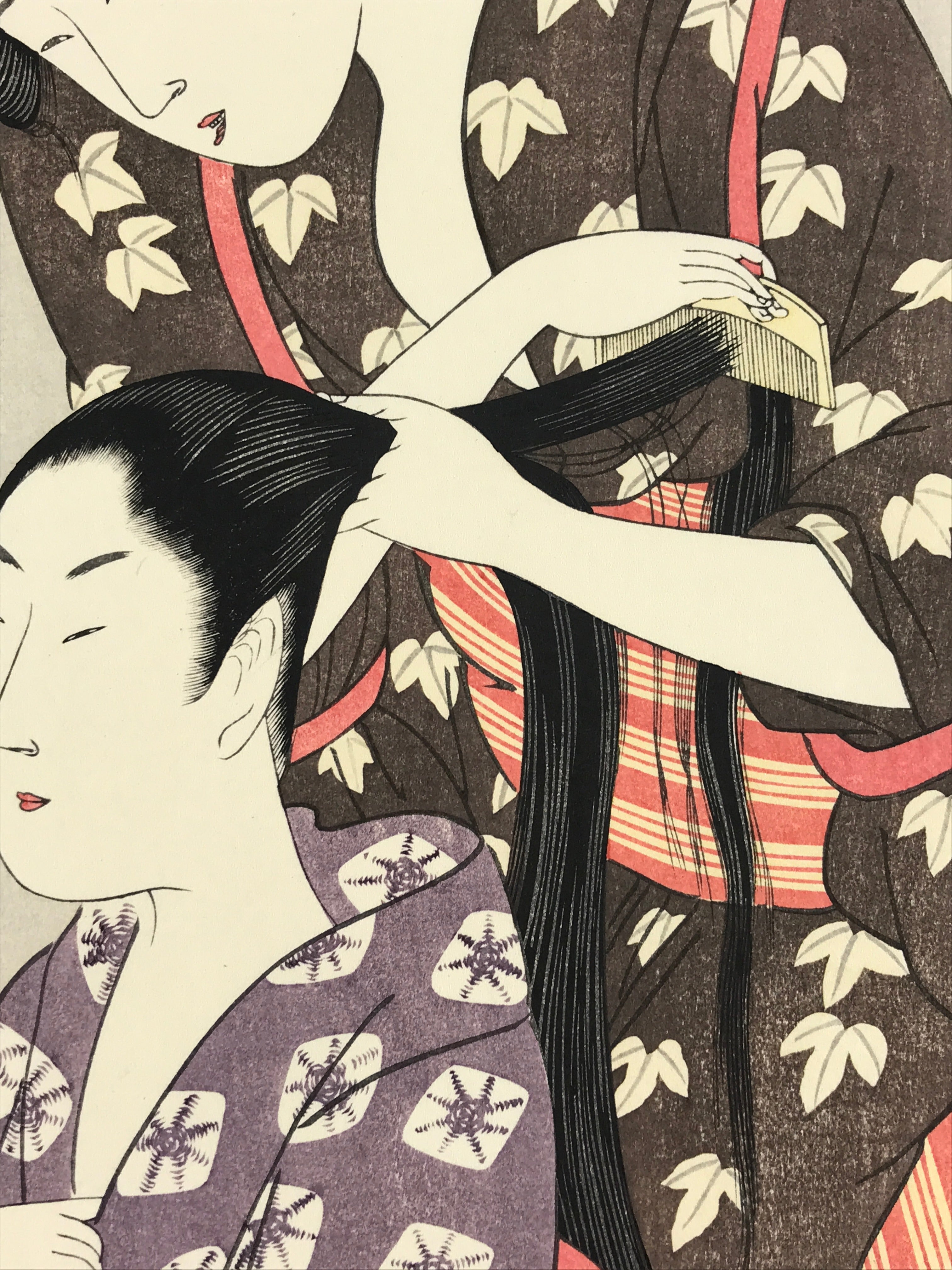 Japanese Utamaro Selection Ukiyoe Woodblock Printing Hanga Tie Up Hair FL212