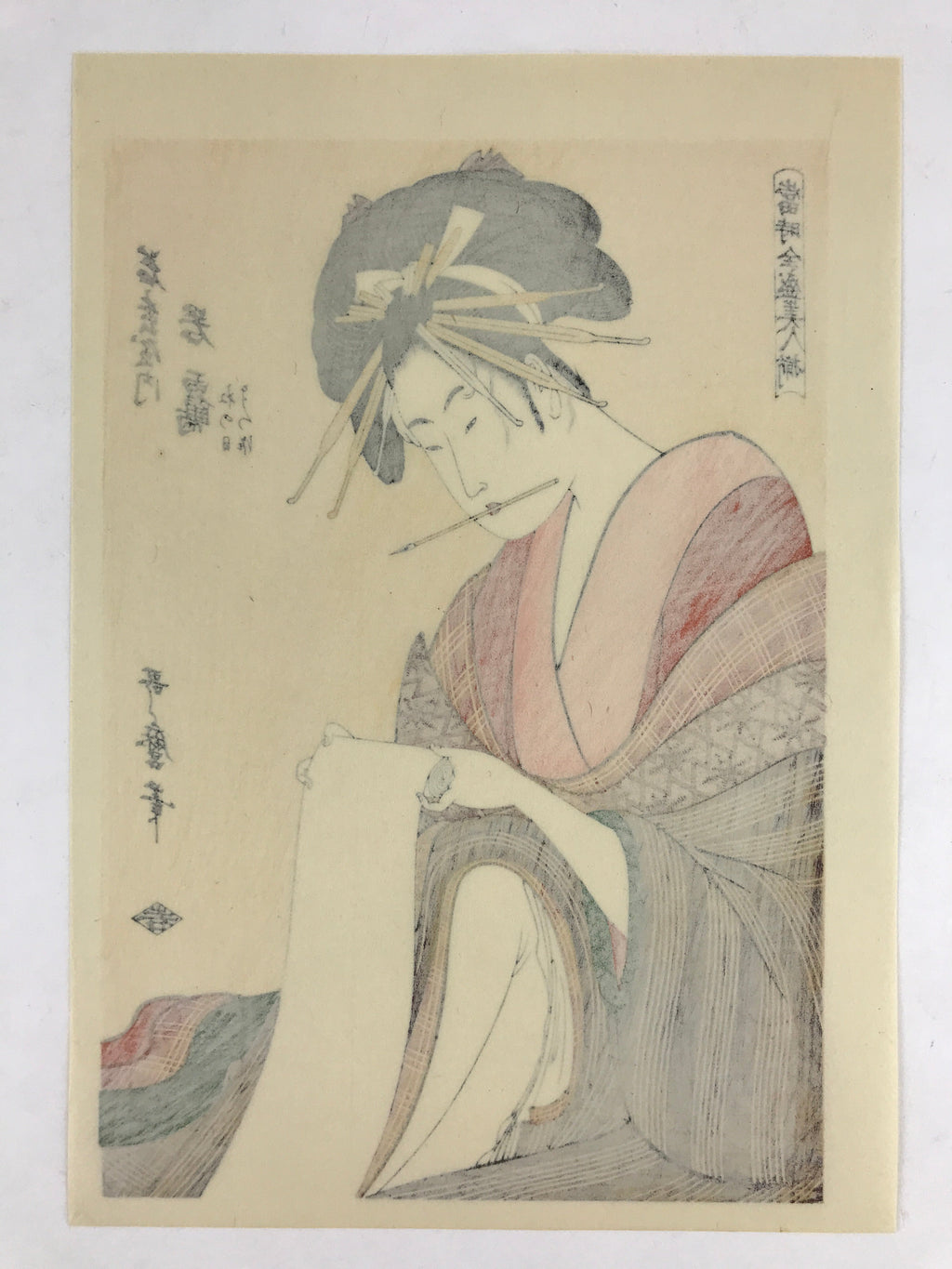 Japanese Utamaro Selection Ukiyoe Woodblock Printing Hanga Writing Letter FL202