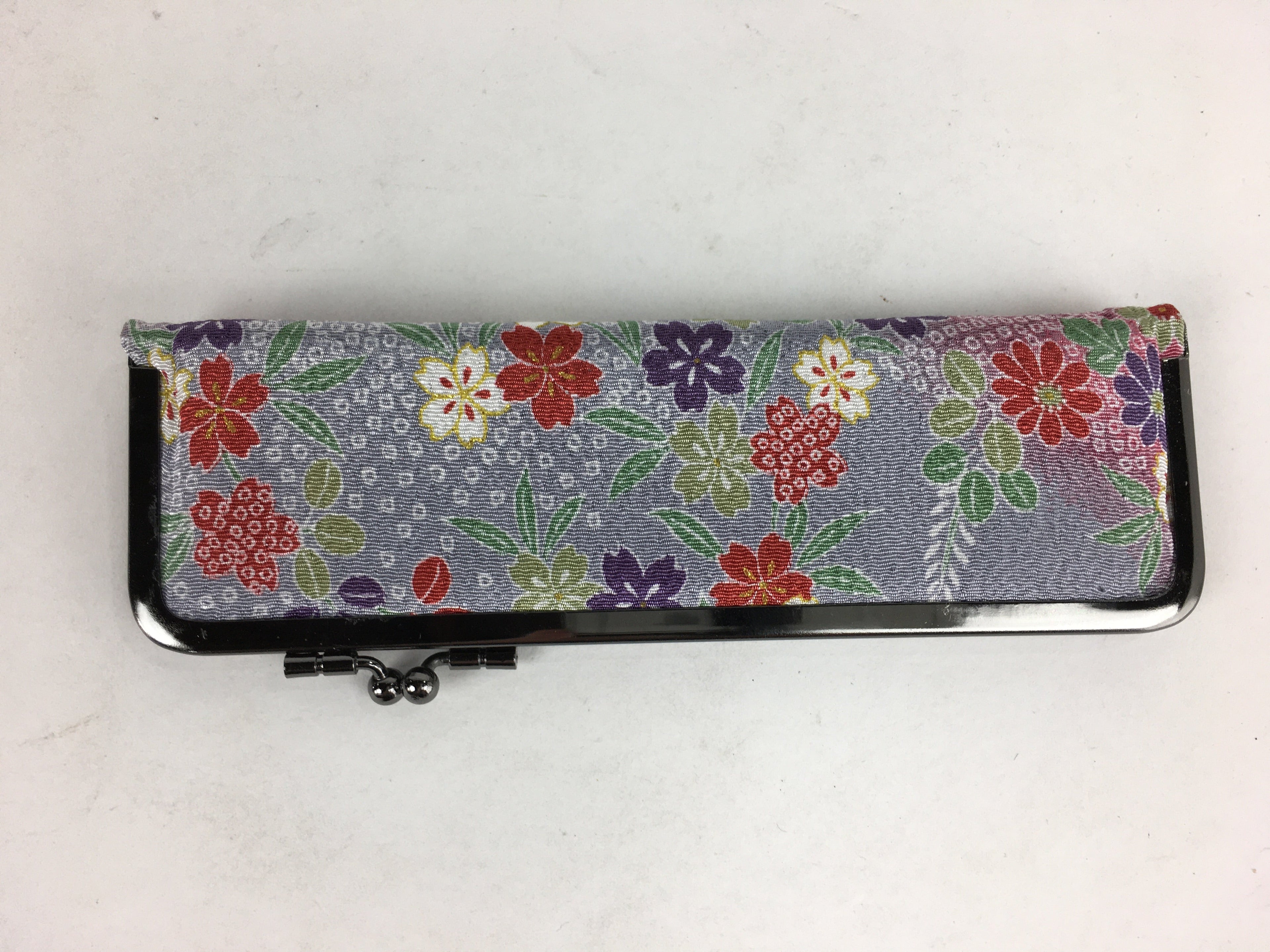 Japanese Vanity Case Comb Hair Brush And Mirror Set Vtg Bag with Clasp KB39