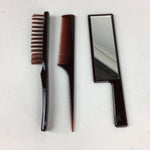 Japanese Vanity Case Comb Hair Brush And Mirror Set Vtg Bag with Clasp KB39