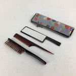 Japanese Vanity Case Comb Hair Brush And Mirror Set Vtg Bag with Clasp KB39