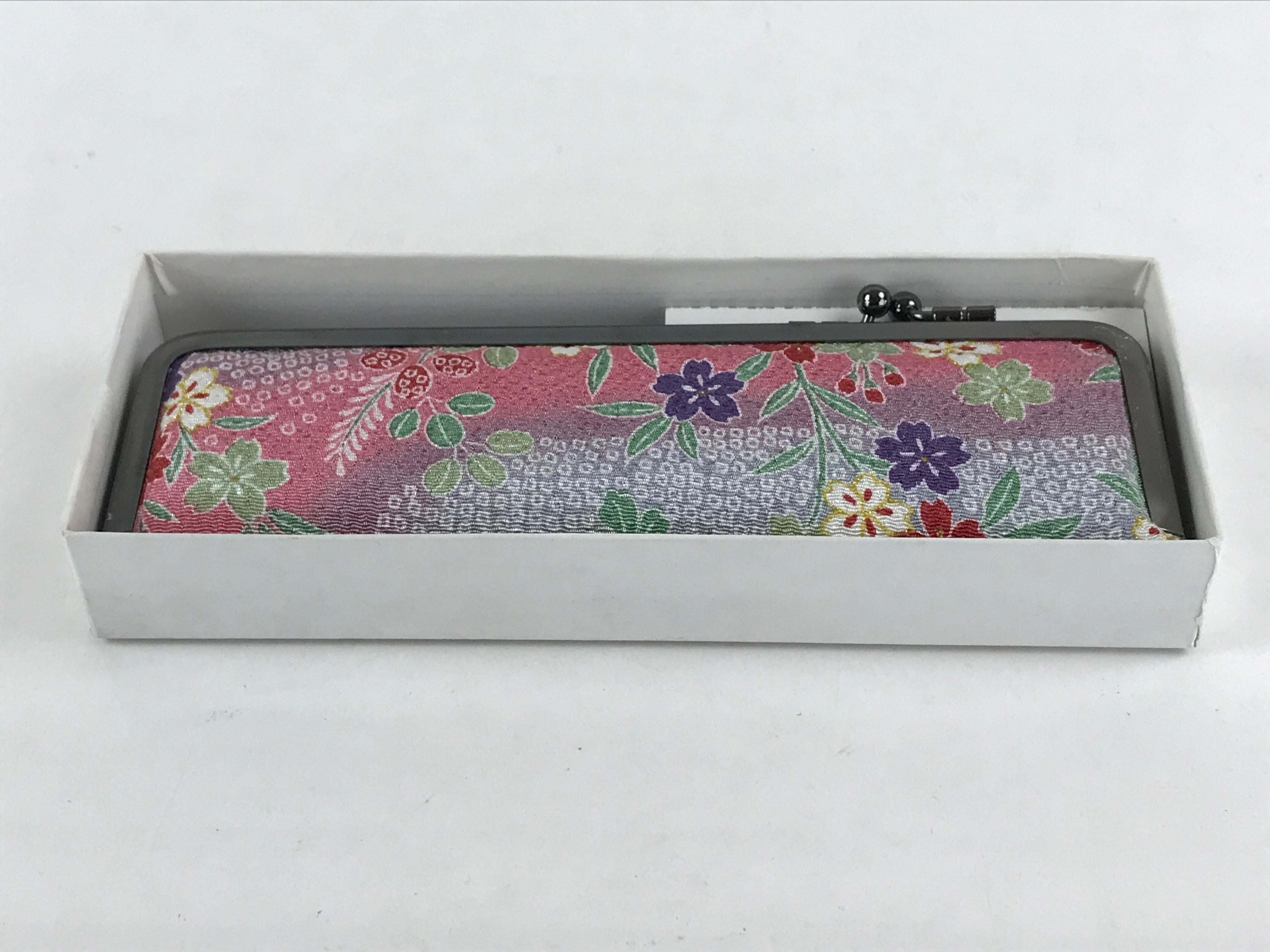 Japanese Vanity Case Comb Hairbrush And Mirror Set Vtg Bag with Clasp KB59