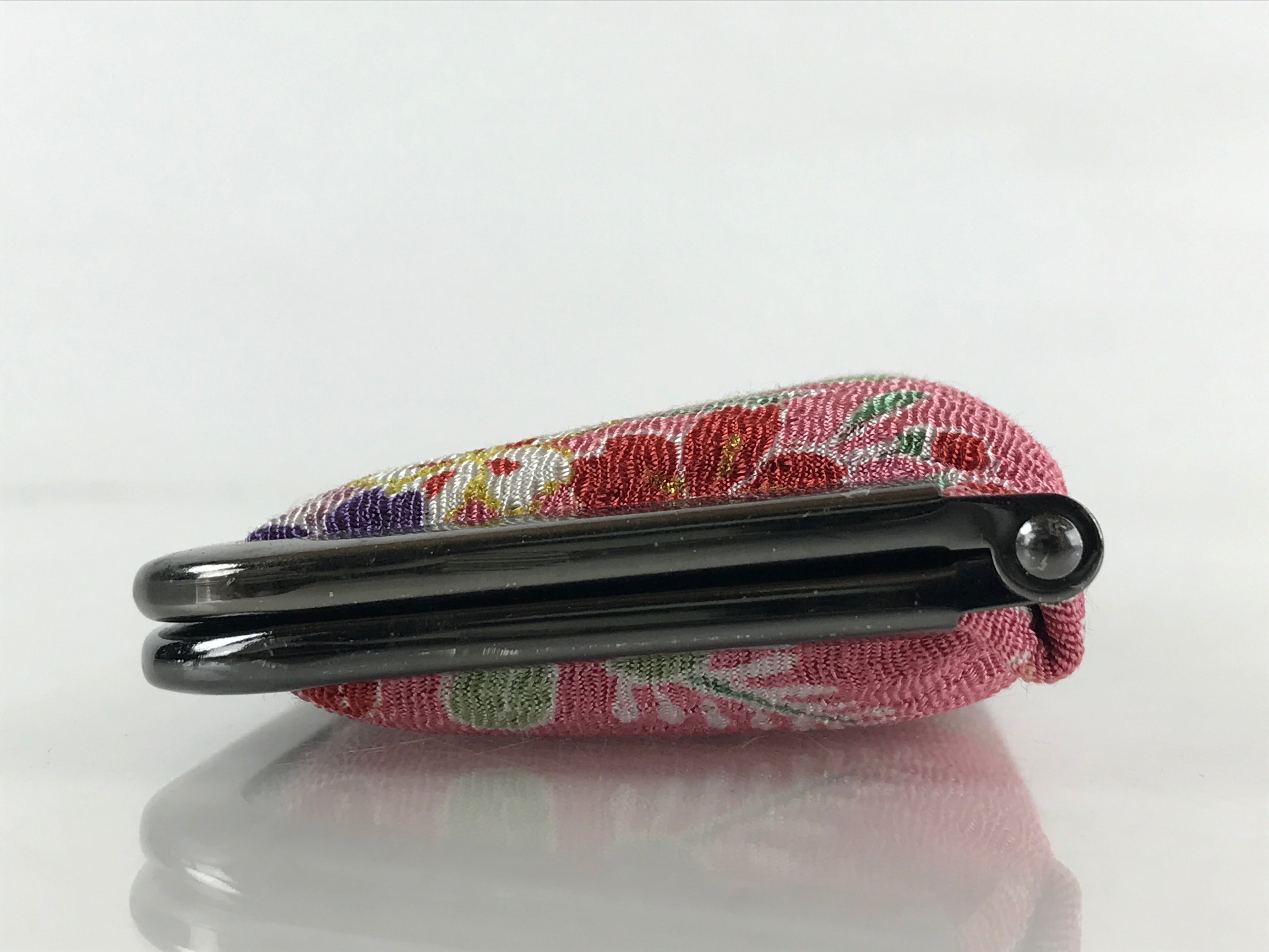 Japanese Vanity Case Comb Hairbrush And Mirror Set Vtg Bag with Clasp KB59