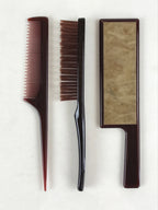 Japanese Vanity Case Comb Hairbrush And Mirror Set Vtg Bag with Clasp KB59