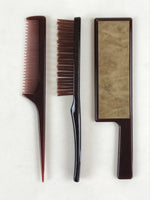 Japanese Vanity Case Comb Hairbrush And Mirror Set Vtg Bag with Clasp KB59