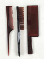 Japanese Vanity Case Comb Hairbrush And Mirror Set Vtg Bag with Clasp KB59