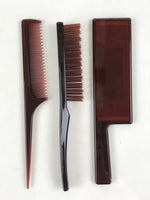 Japanese Vanity Case Comb Hairbrush And Mirror Set Vtg Bag with Clasp KB59