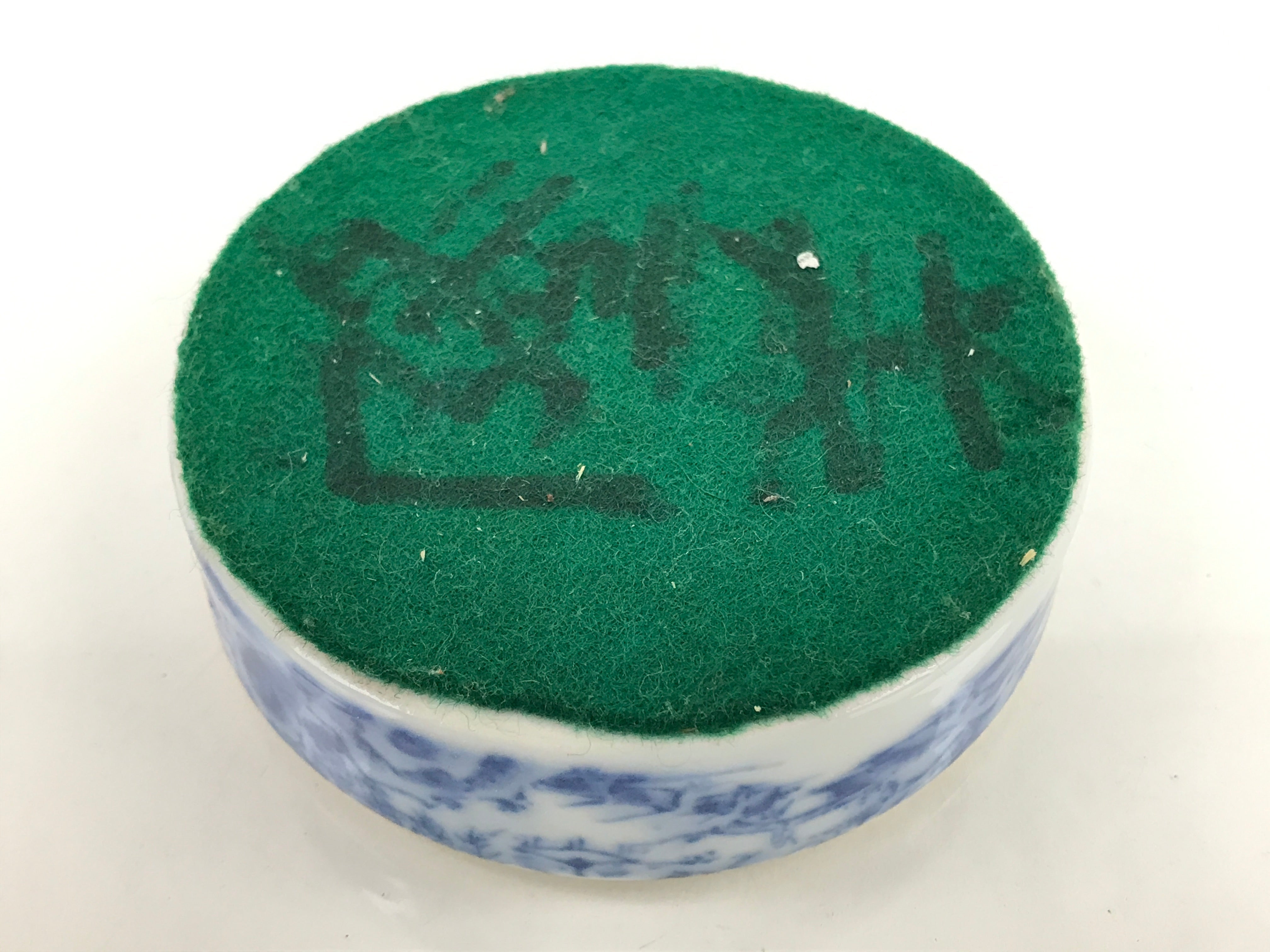 Japanese Vermilion Ink Pad Case Red Seal Shuniku Arita Porcelain Container SZ63