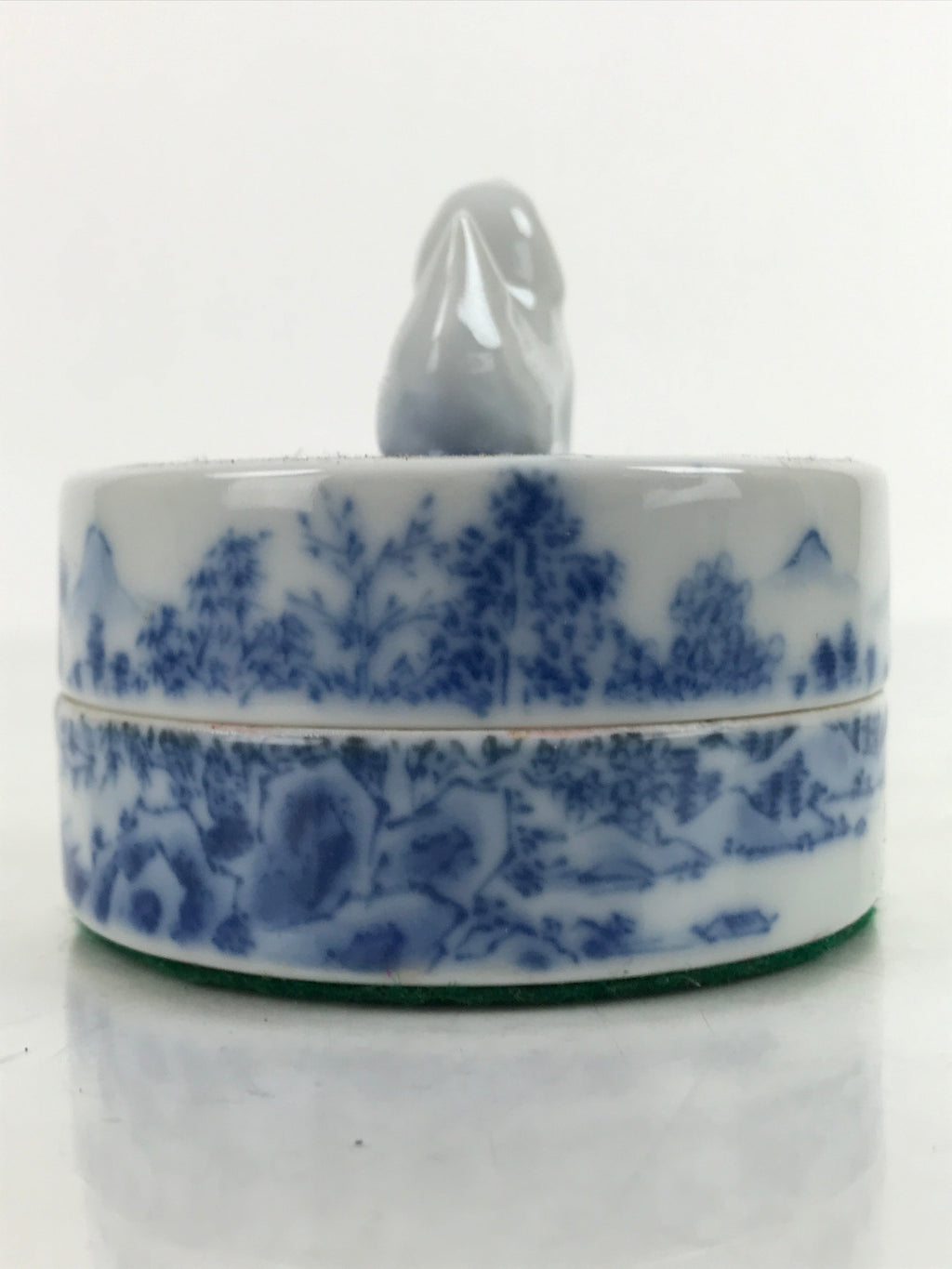 Japanese Vermilion Ink Pad Case Red Seal Shuniku Arita Porcelain Container SZ63
