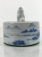 Japanese Vermilion Ink Pad Case Red Seal Shuniku Arita Porcelain Container SZ63