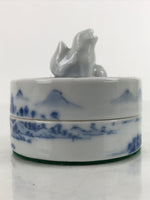 Japanese Vermilion Ink Pad Case Red Seal Shuniku Arita Porcelain Container SZ63