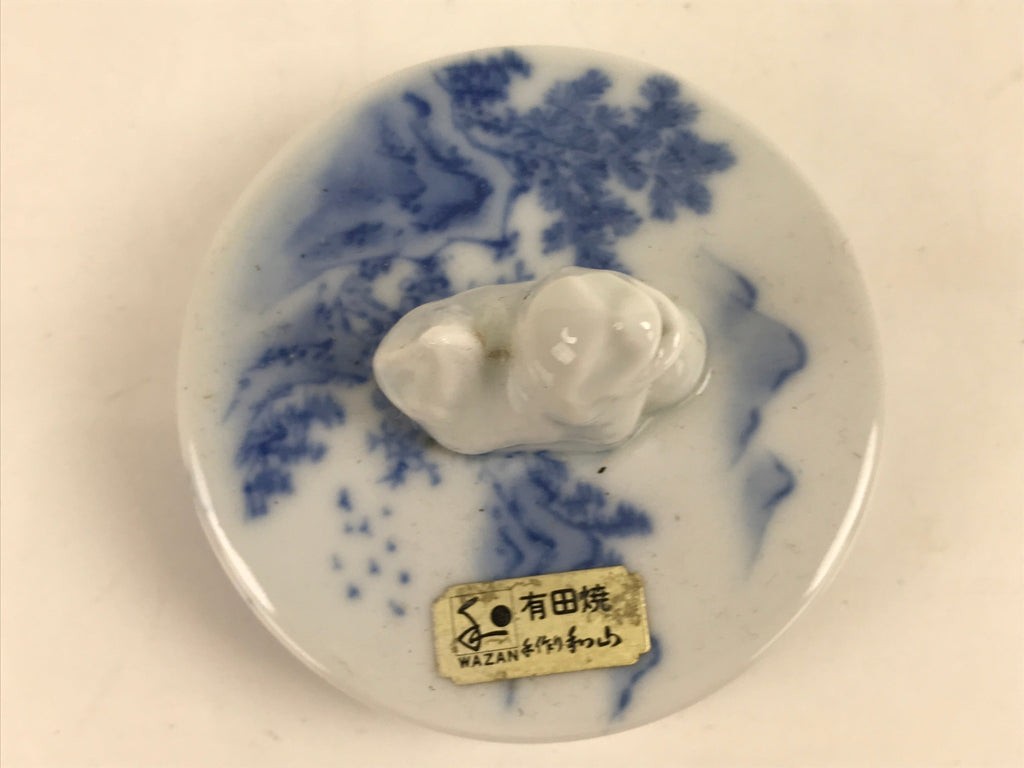 Japanese Vermilion Ink Pad Case Red Seal Shuniku Arita Porcelain Container SZ63