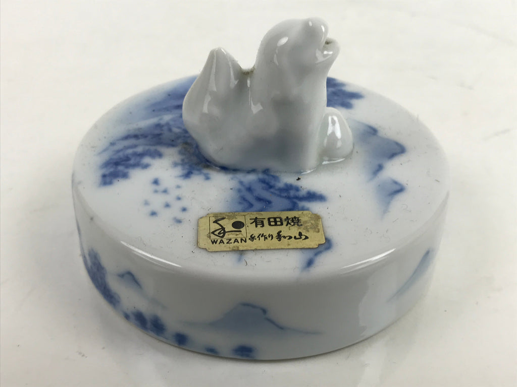 Japanese Vermilion Ink Pad Case Red Seal Shuniku Arita Porcelain Container SZ63
