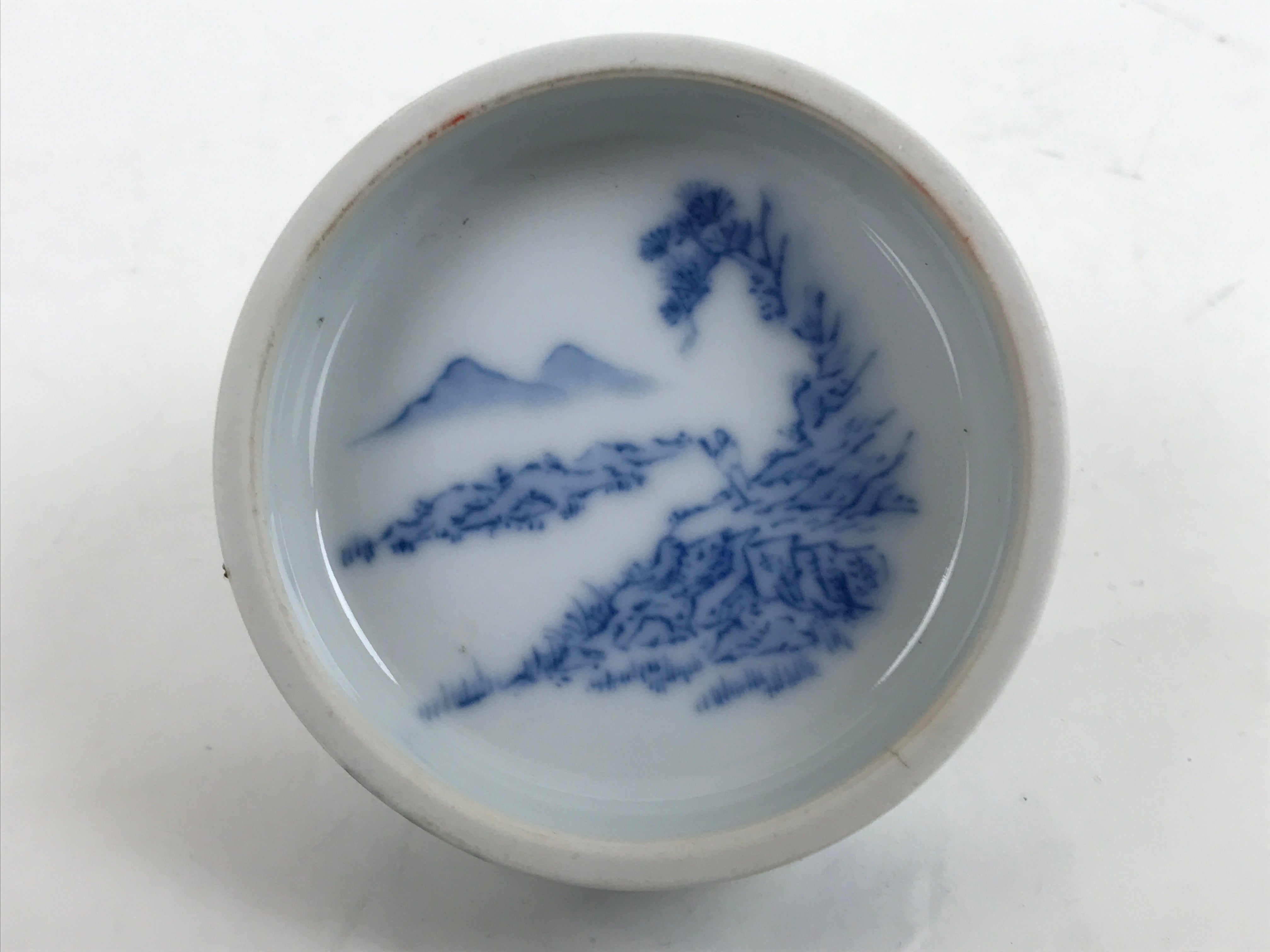 Japanese Vermilion Ink Pad Case Red Seal Shuniku Arita Porcelain Container SZ63