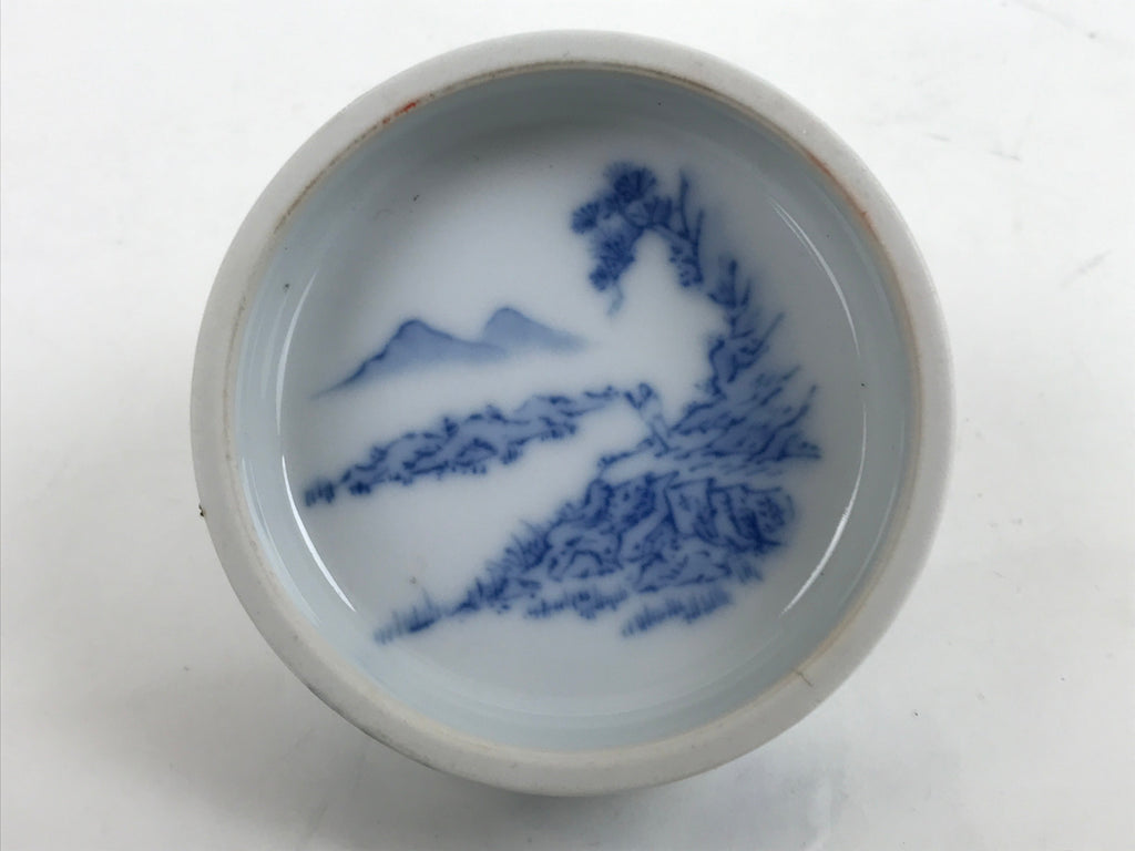 Japanese Vermilion Ink Pad Case Red Seal Shuniku Arita Porcelain Container SZ63