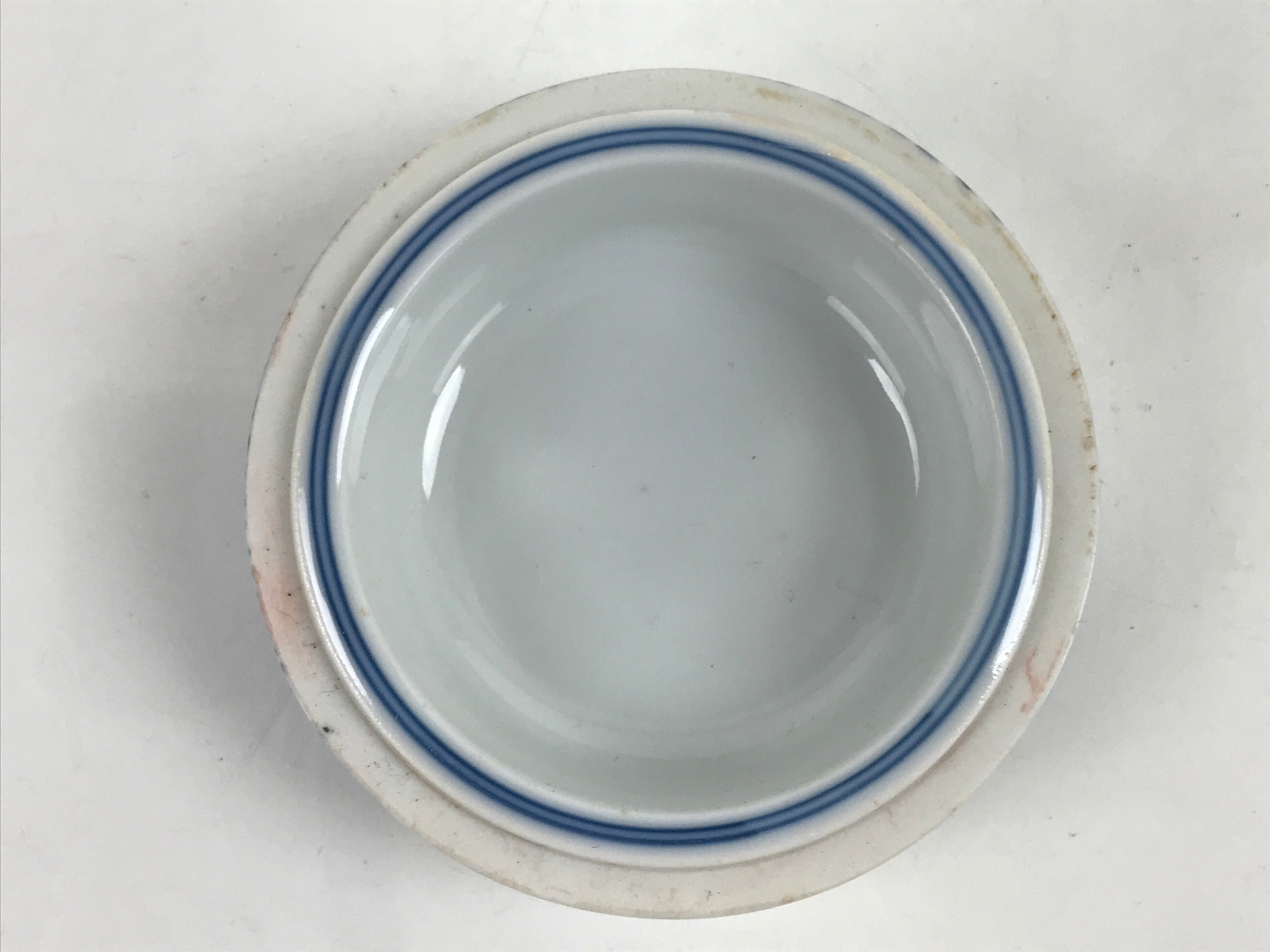 Japanese Vermilion Ink Pad Case Red Seal Shuniku Arita Porcelain Container SZ63