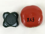 Japanese Vermilion Ink Pad Red Seal Shuniku Cast Iron Container Persimmon SZ57