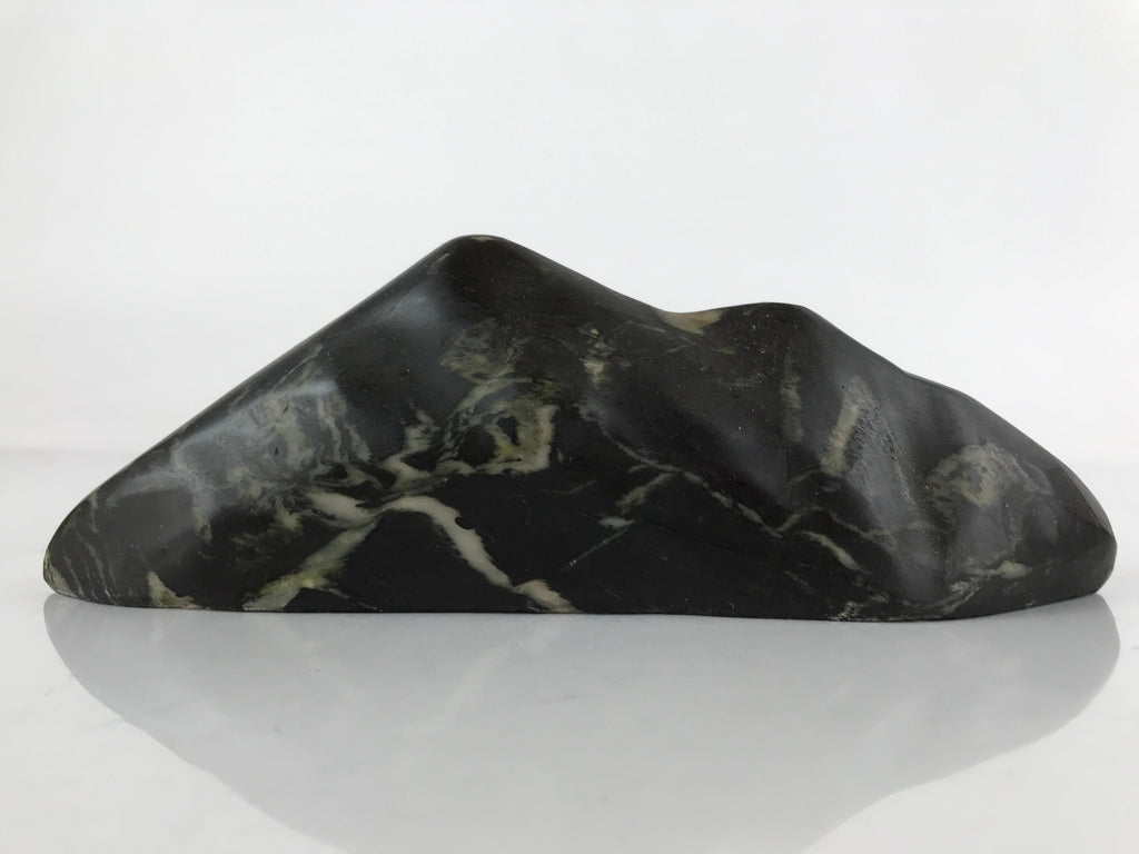 Japanese Viewing Stone Zen Buddhist Suiseki Vtg Black Beige Decoration JK686