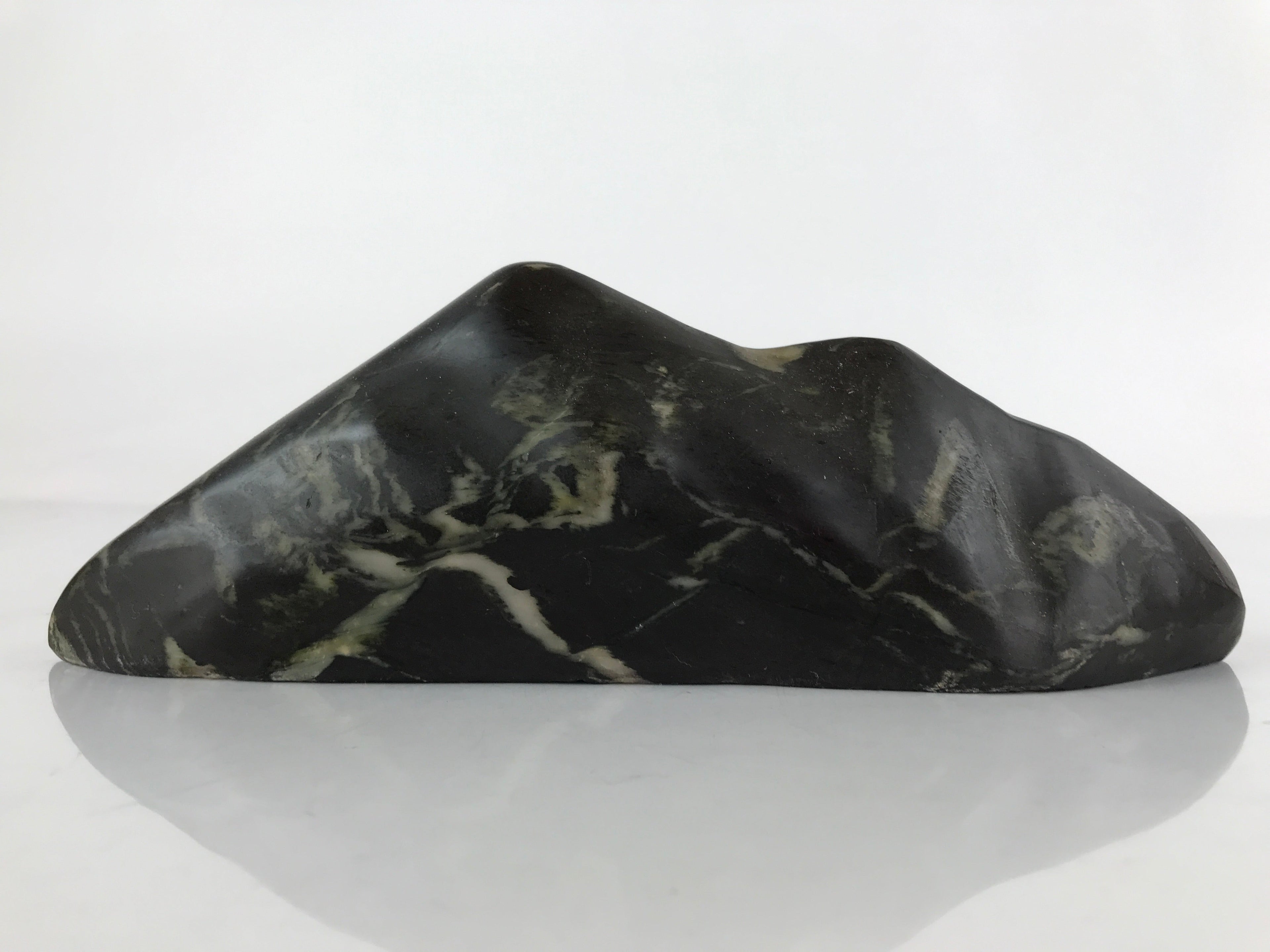 Japanese Viewing Stone Zen Buddhist Suiseki Vtg Black Beige Decoration JK686