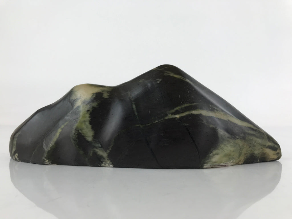 Japanese Viewing Stone Zen Buddhist Suiseki Vtg Black Beige Decoration JK686