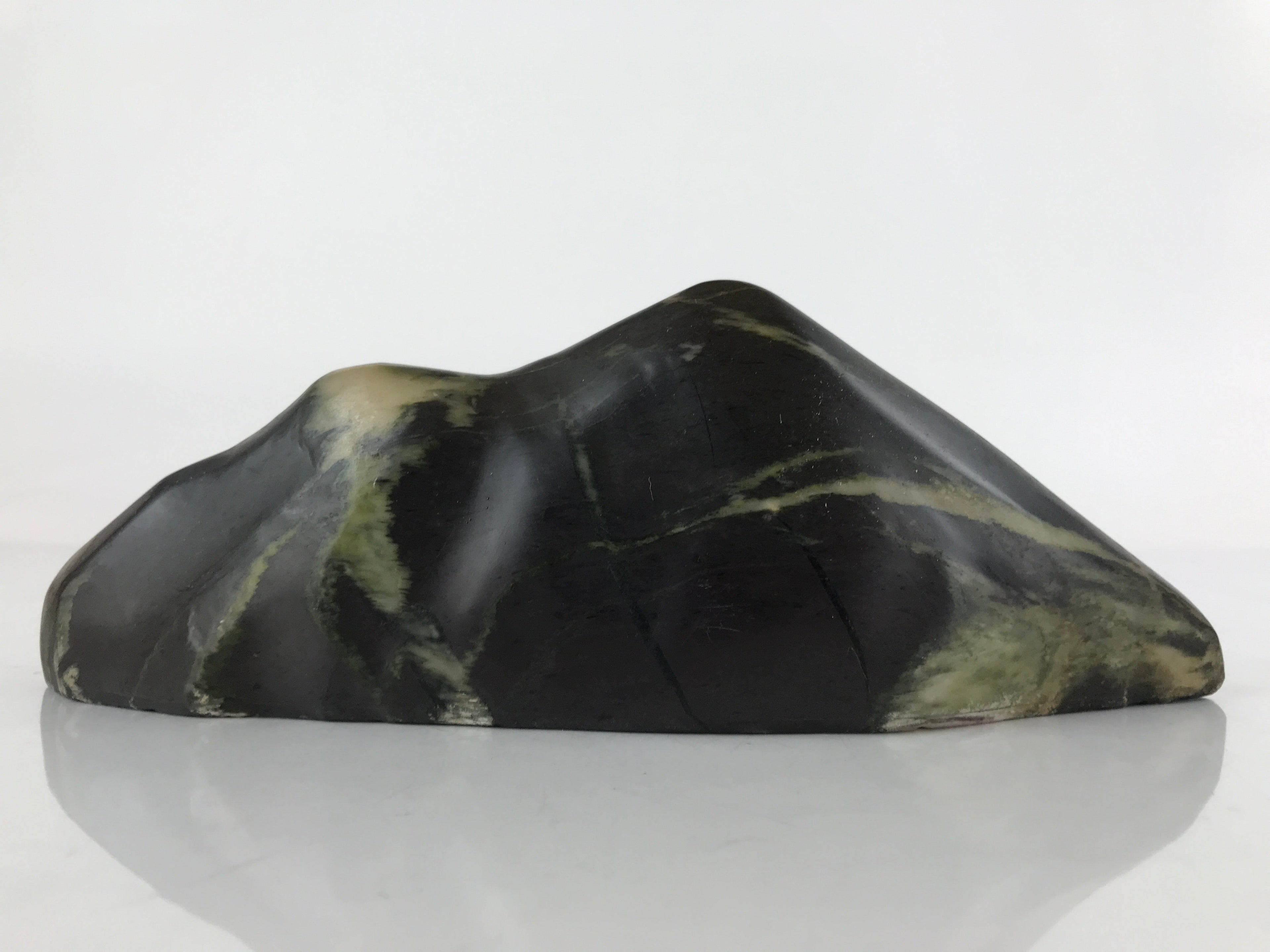 Japanese Viewing Stone Zen Buddhist Suiseki Vtg Black Beige Decoration JK686