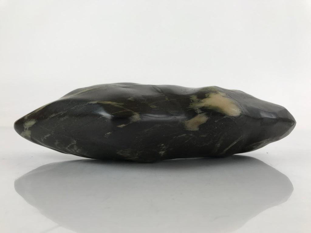 Japanese Viewing Stone Zen Buddhist Suiseki Vtg Black Beige Decoration JK686