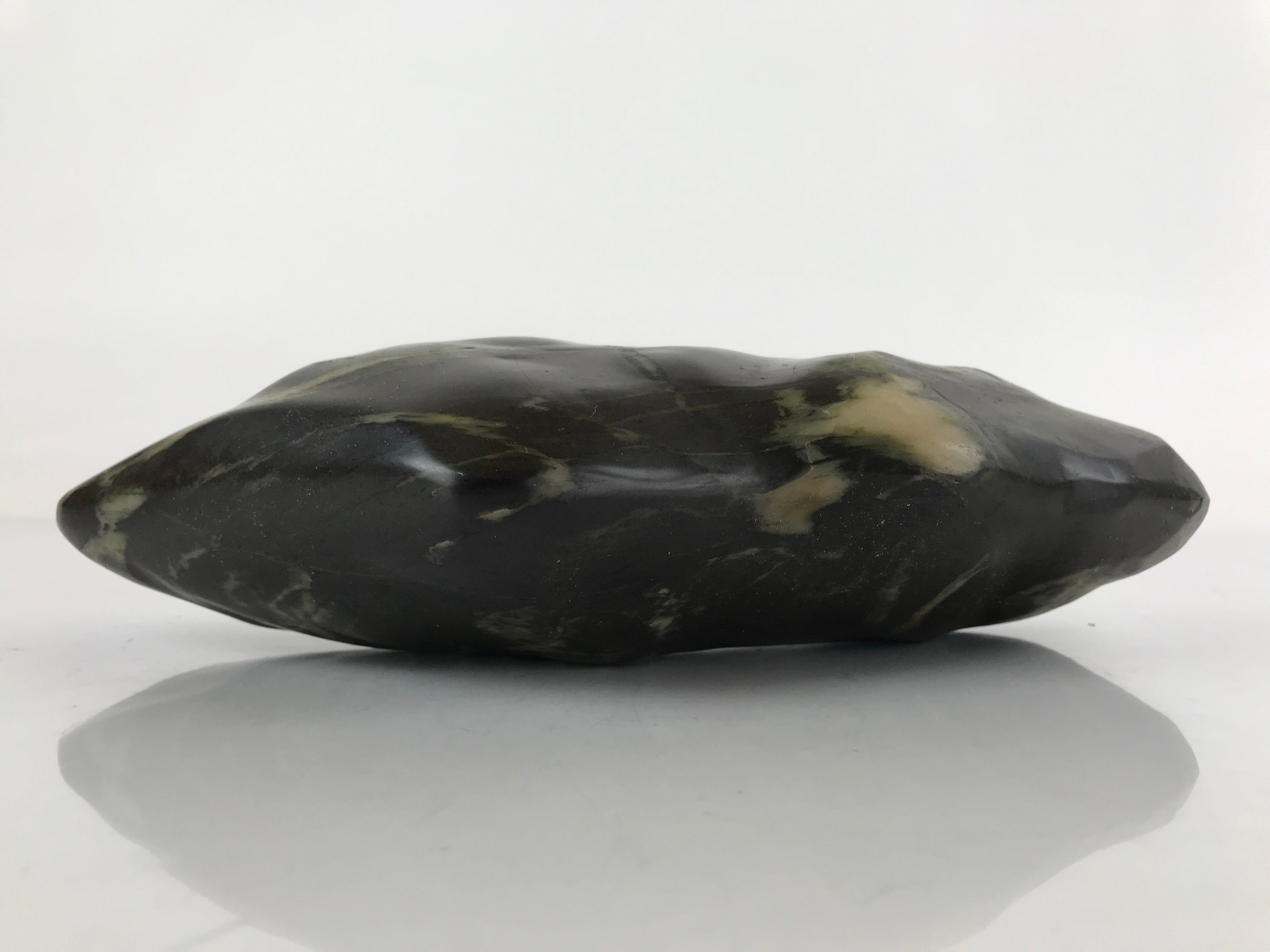 Japanese Viewing Stone Zen Buddhist Suiseki Vtg Black Beige Decoration JK686